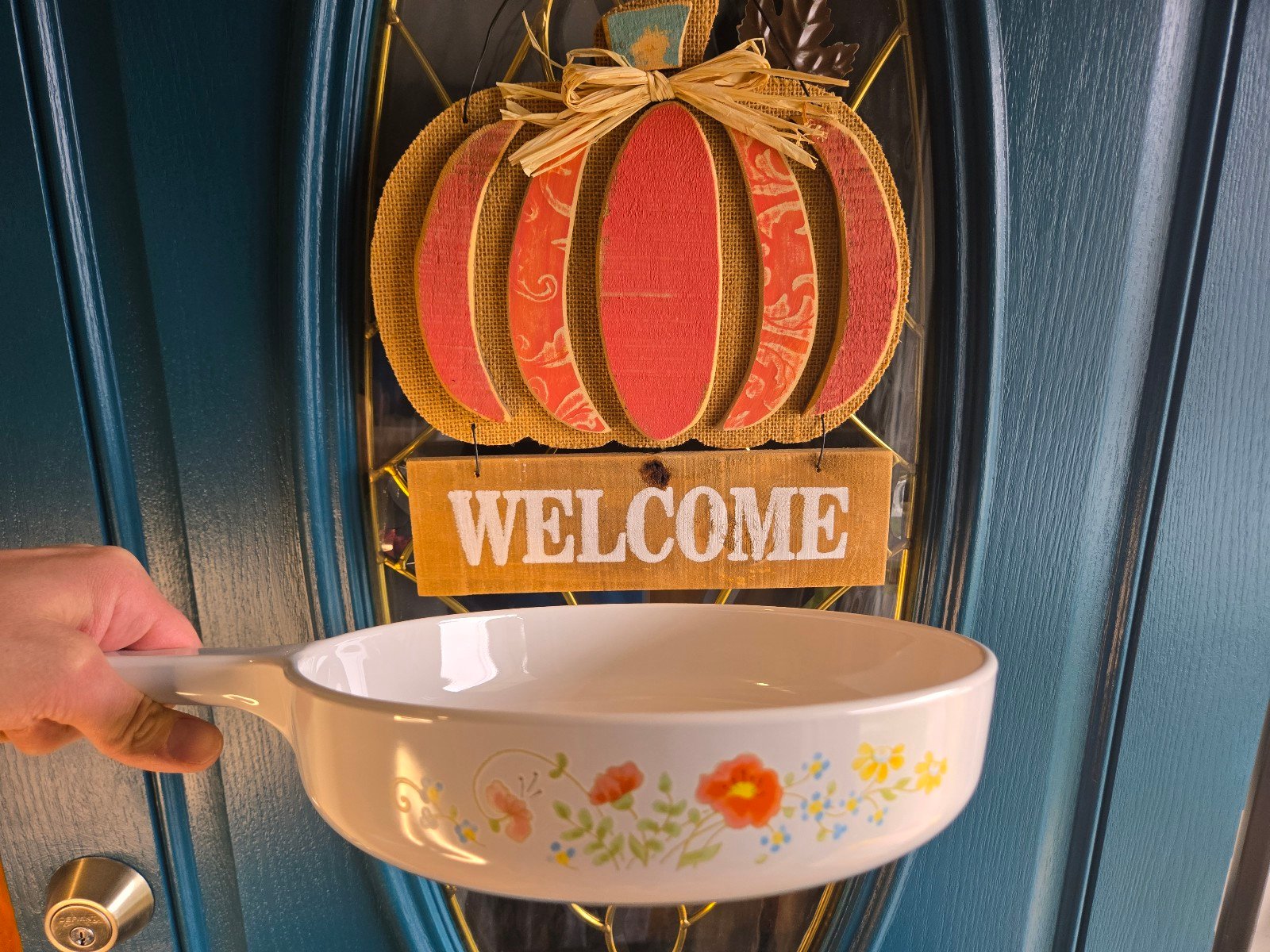 RARE Vintage Large 10" Corning Ware Range Topper"Wildflower" Enamel Skillet