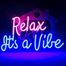 Blue and Pink relax it’s just a vibe led sign.