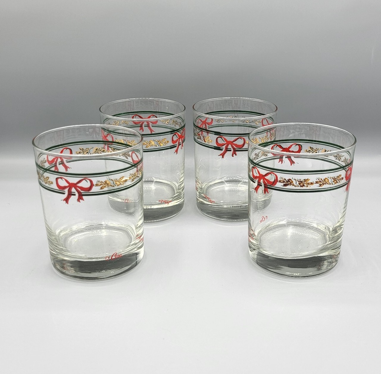 Four 14oz glass Christmas drinkware by Cera