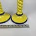 Two Andrea by Sadek Candle Stick Holder Pair Vintage Yellow Swirl Spiral