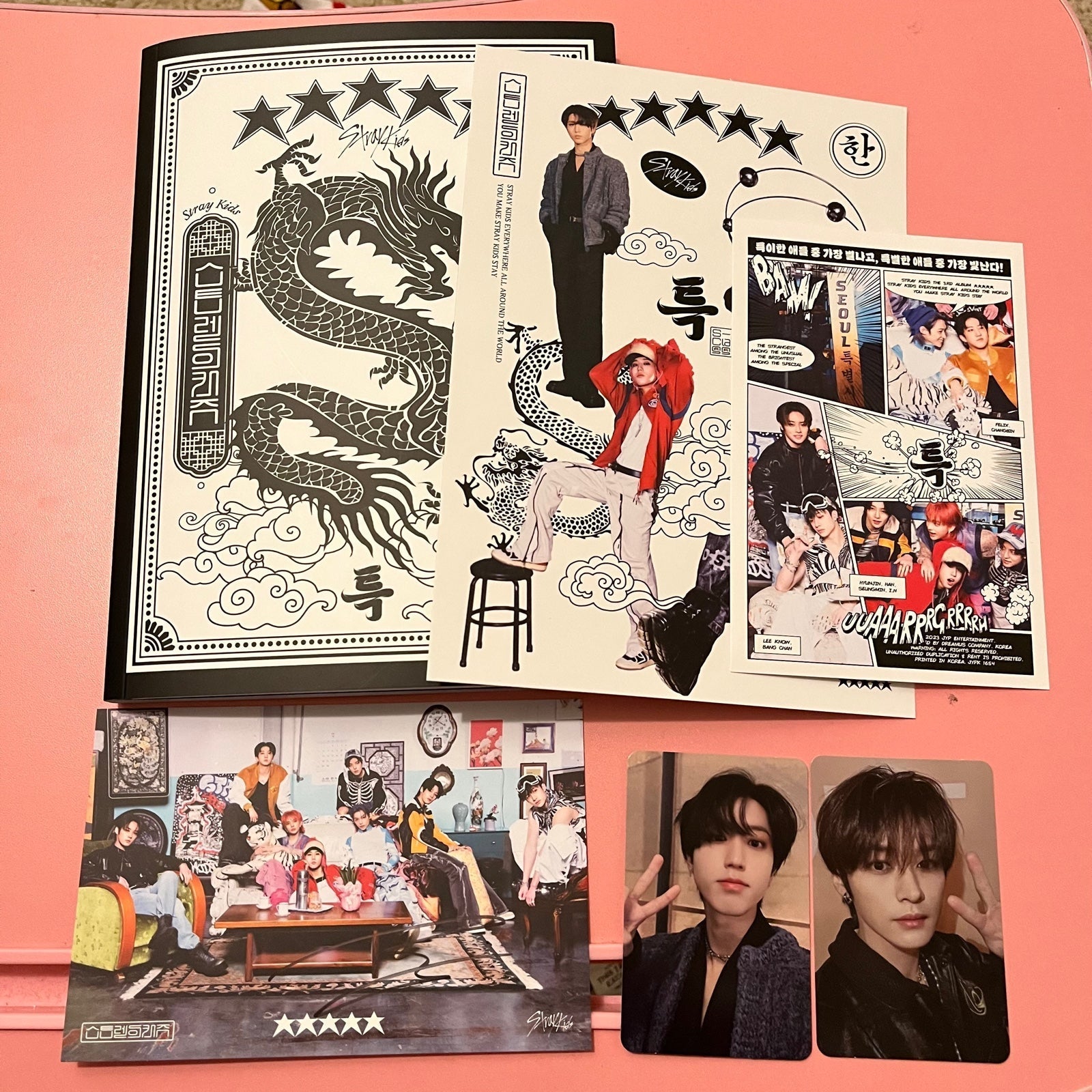 skz 5 star album with jisung signed postcard