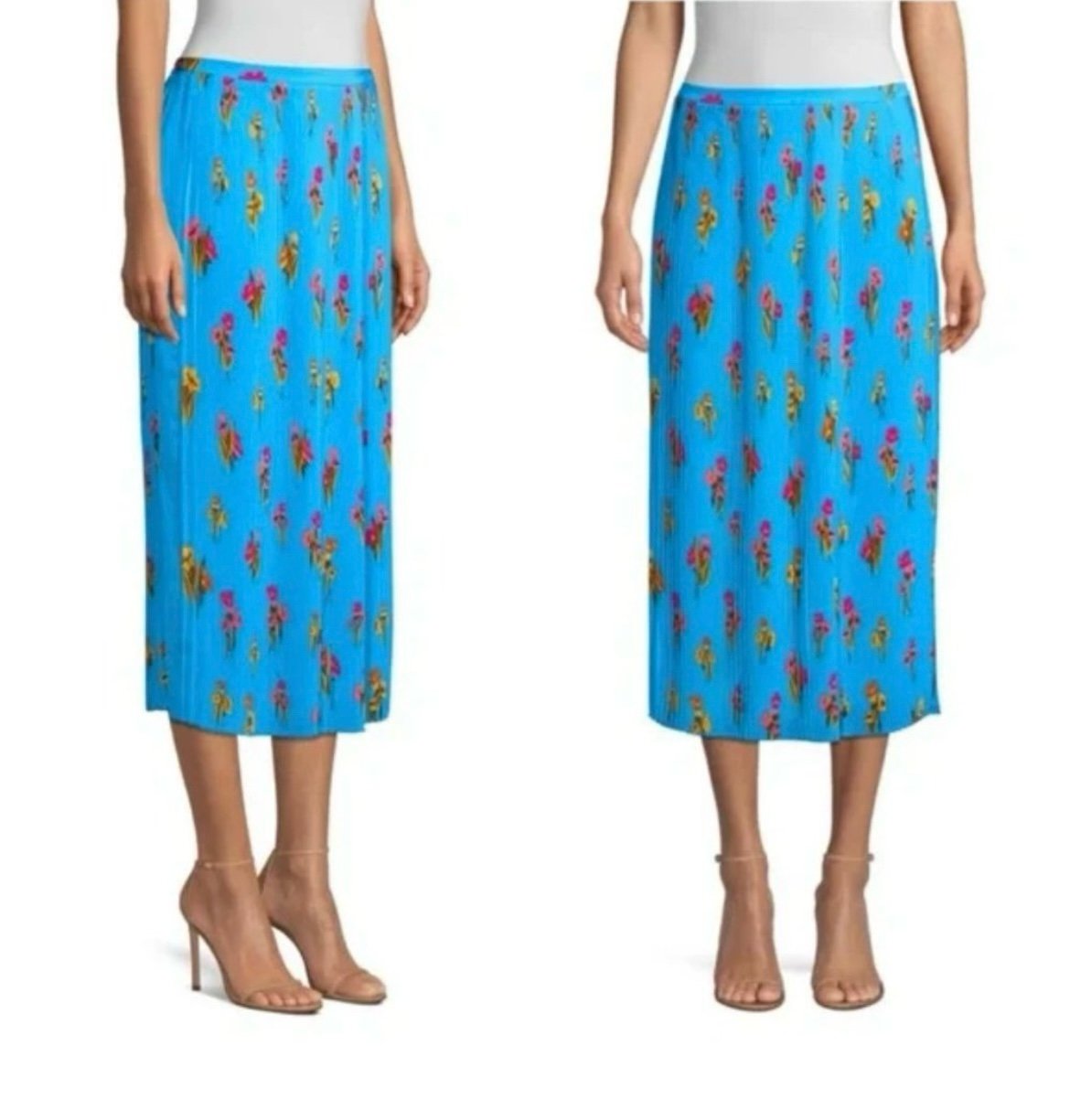 Escada Sport Light Pastel Blue Pleated Midi Skirt Size 34