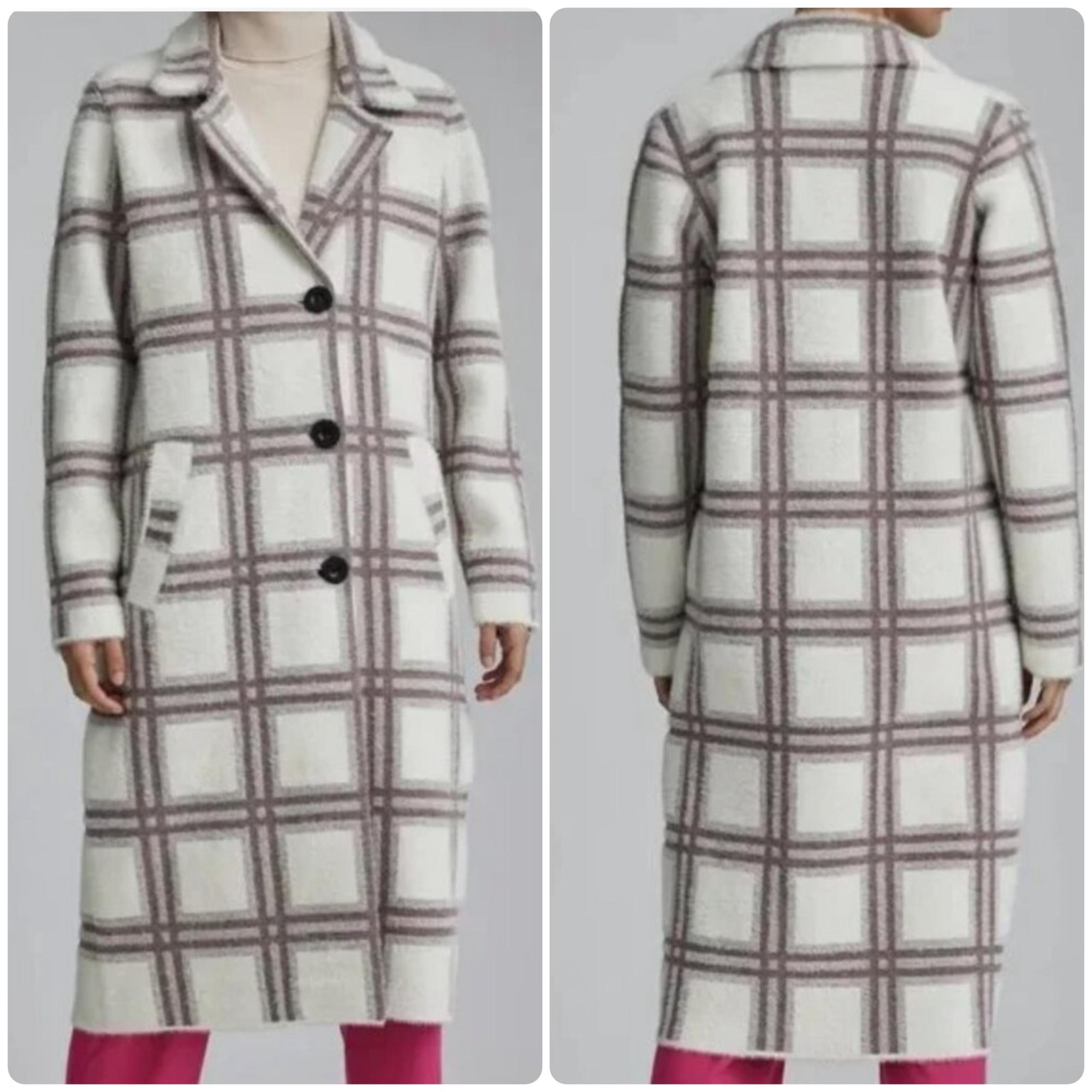 NEW Anthropologie NVLT Womens Winter Eyelash Plaid Long Trench Coat Coatigan XS