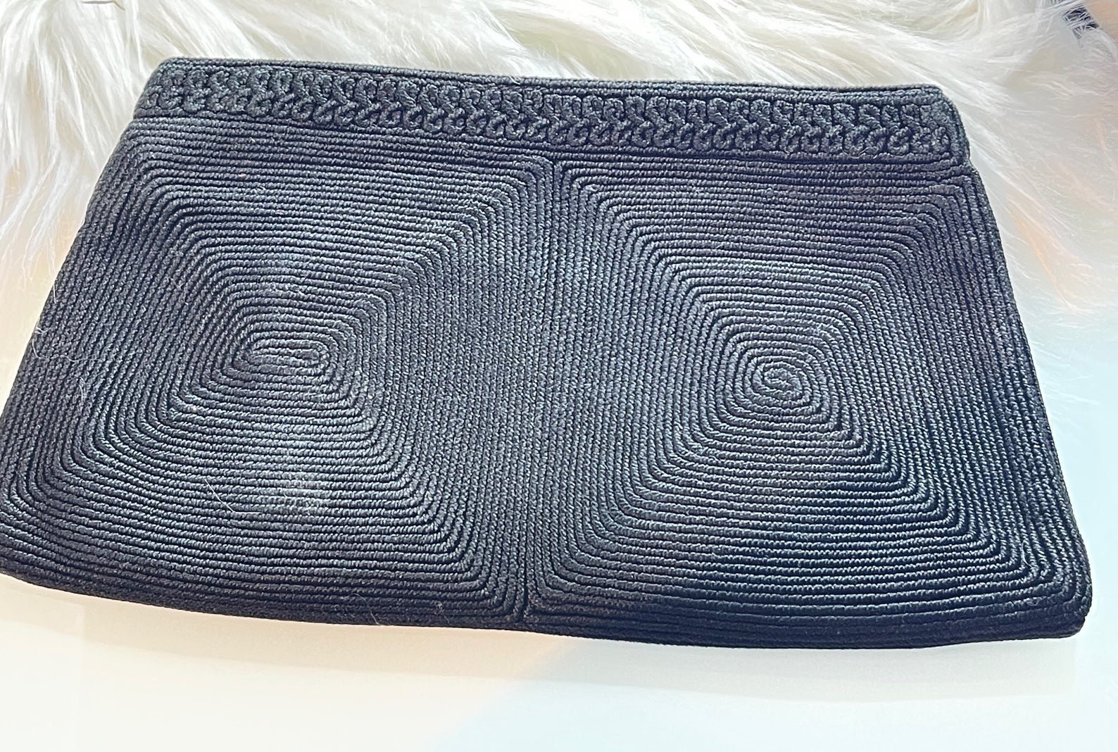 Vintage Cordecraft Art Deco black corde clutch Evening bag