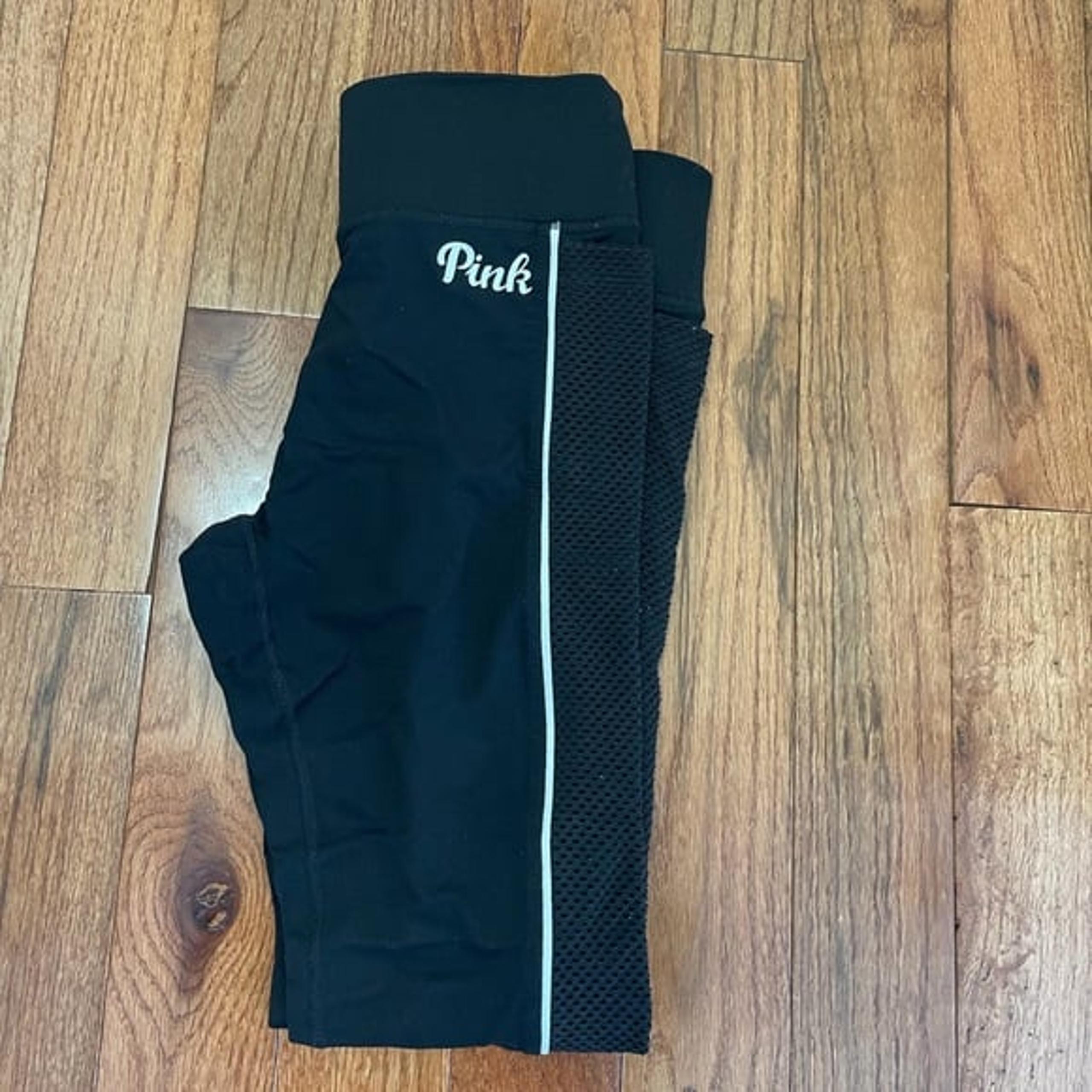 Victoria Secret Pink Black White Stripe Leggings Medium