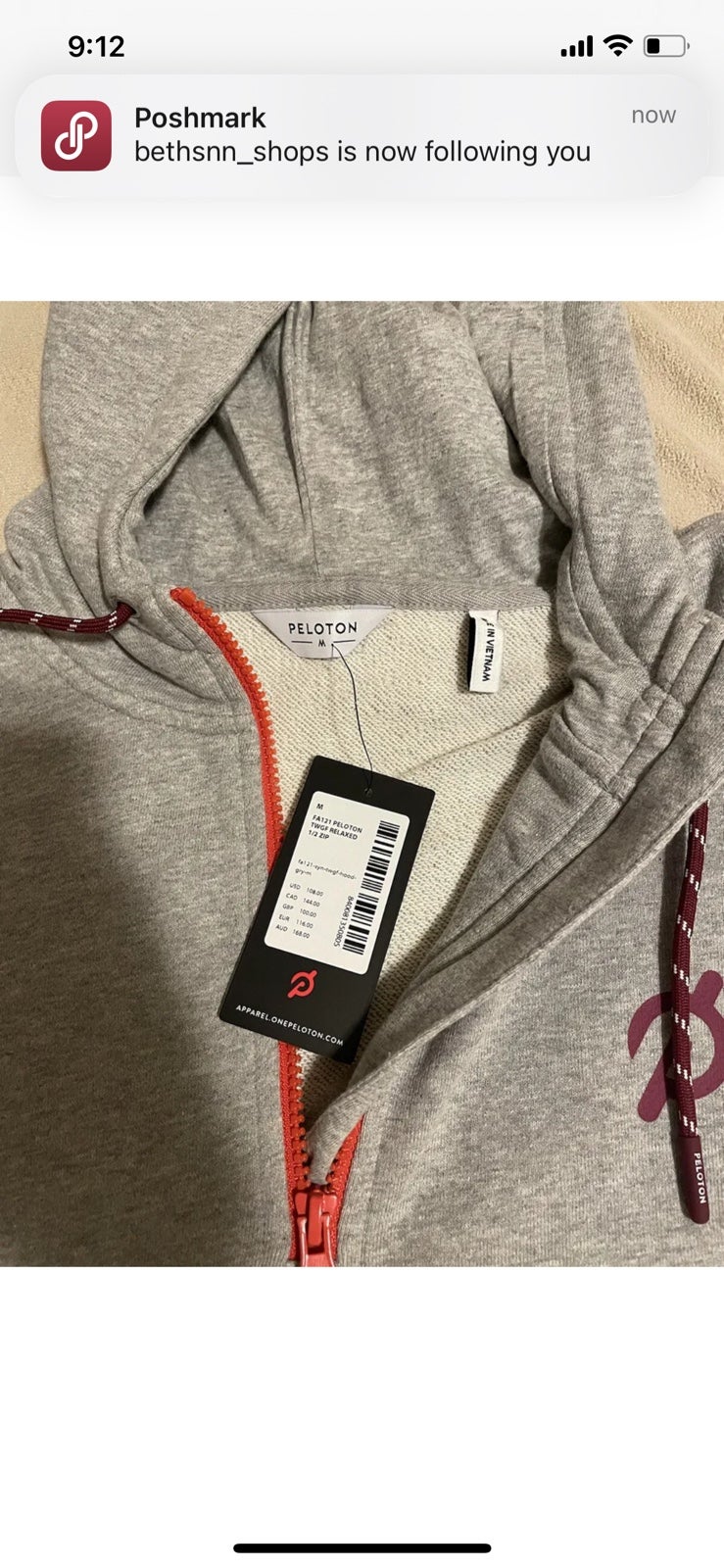 Peloton women’s hoodie 1/2 zip