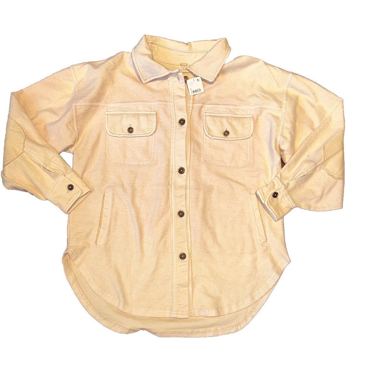 Free People Ruby Oversized Fleece Shirt Jacket Shacket Womens Size Small Patch