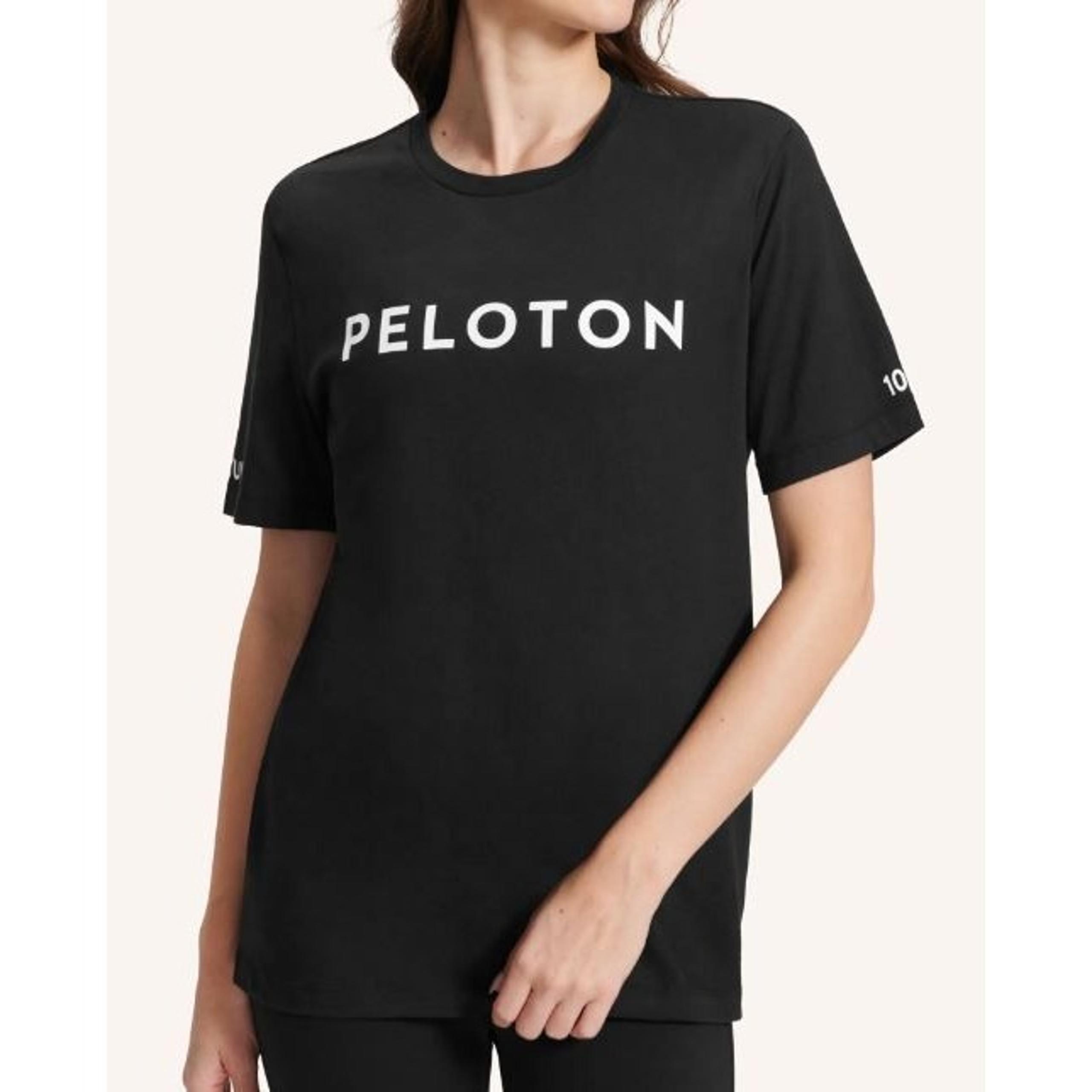Peloton Short Sleeve Century Club 100 Ride Tee Shirt Black Women's Size S/XS