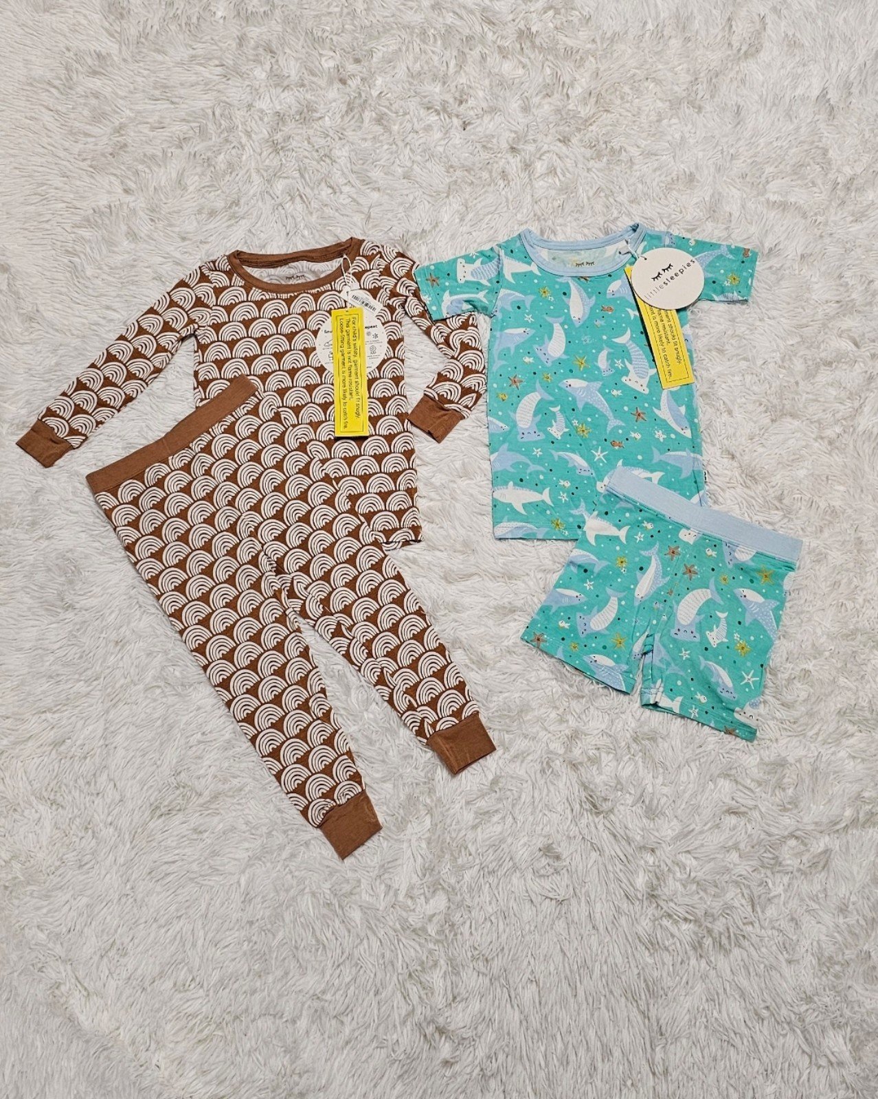 Little Sleepies RUST RAINBOWS & SHARK SOIREE Bundle 18-24 Months NWT