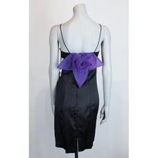 Vintage Deadstock 1990s 90s Black Satin Sculptural Dress S Minimal Avant Garde