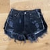 Furst Of A Kind - Distressed High Waist Shorts in Black Denim & Black Mesh Panel