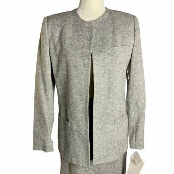 Vintage Linen Blazer Skirt Suit Set S