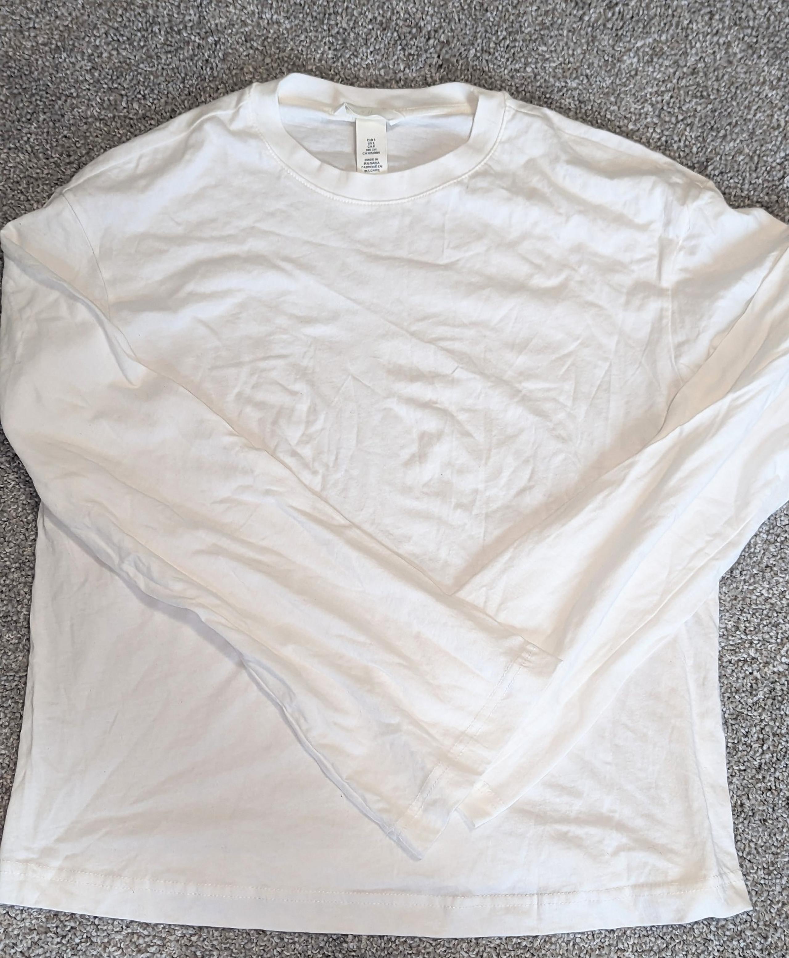 H&M, Long sleeve, basic white t-shirt- women's size small