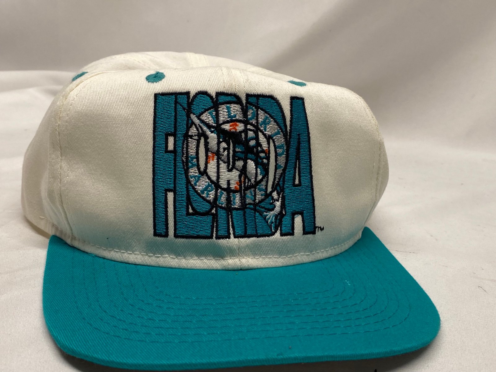 Vintage 90s Florida Marlins Baseball Hat Snap Back Made In Canada