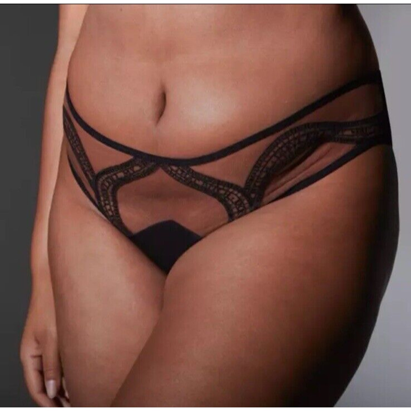 Thistle and Spire Women 3X Panty Manifesto Mesh Underwear Black Toffee New