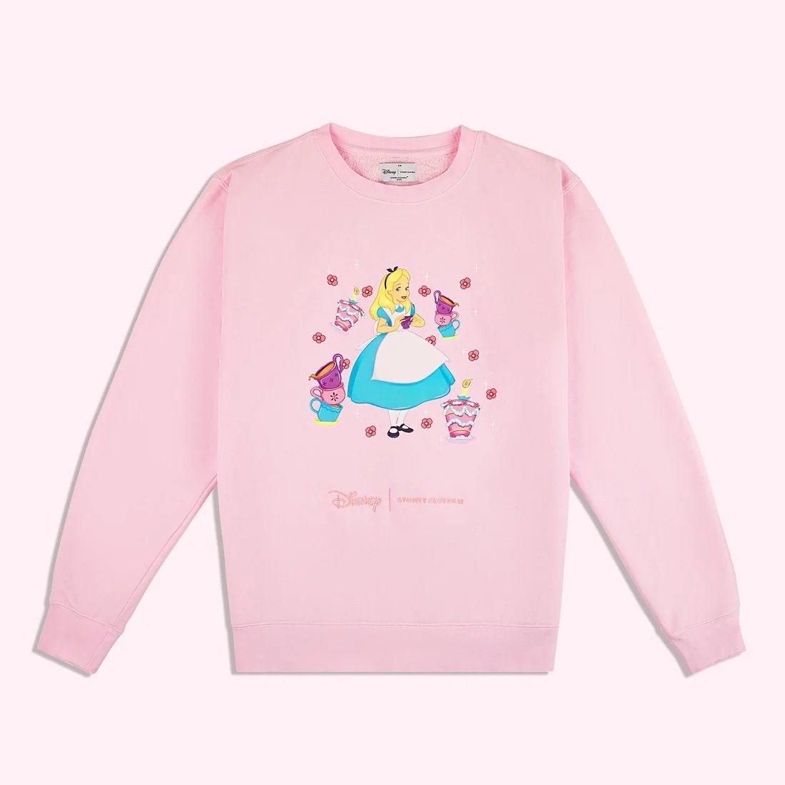 Disney x Stoney Clover Lane NWT Alice in Wonderland Pink Sweatshirt Sweater L/XL
