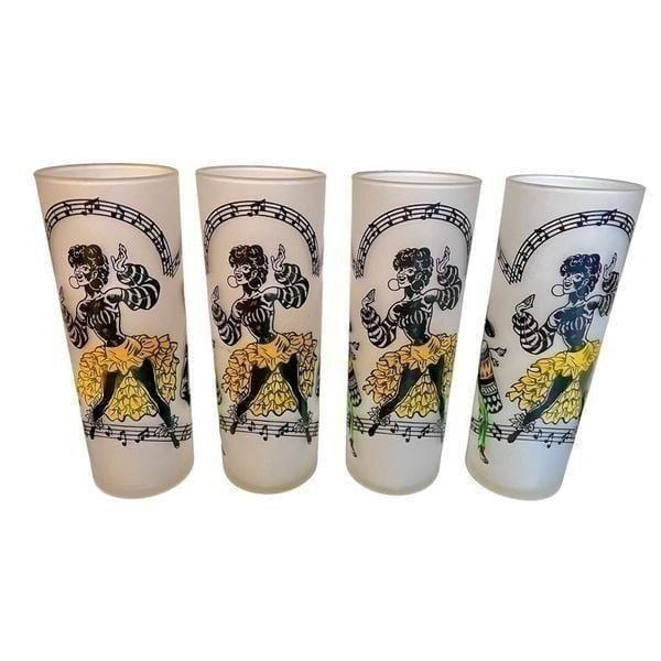 MCM Vintage 1940s-1950s CALYPSO~6pc/13oz~COLLINS GLASSES~BAR~TUMBLERS~CARIBBEAN