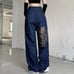 2021 new American retro embroidery jeans women street hip-hop wild wide-leg pant