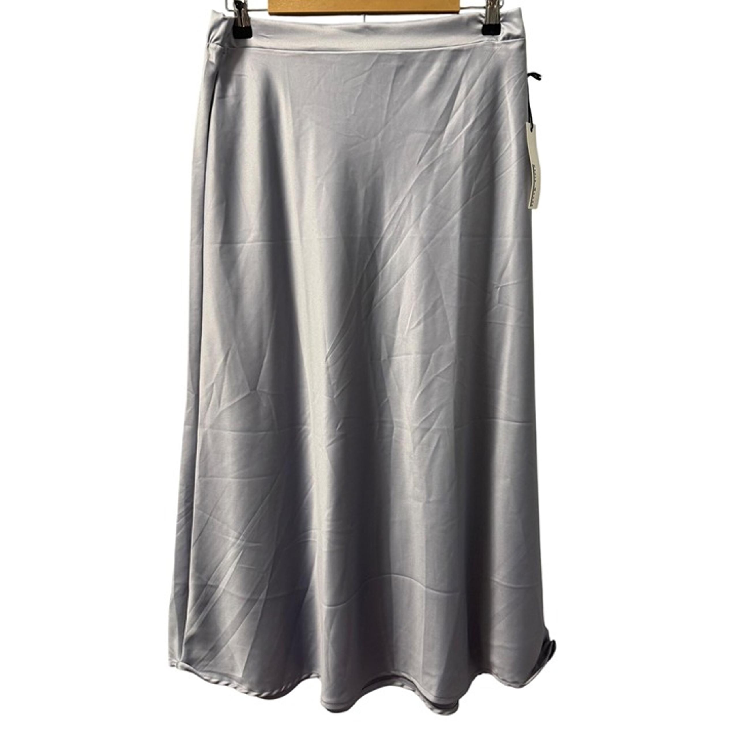 Light Gray Satin Midi Skirt By Haute Monde Sz L Women skirt. NWT