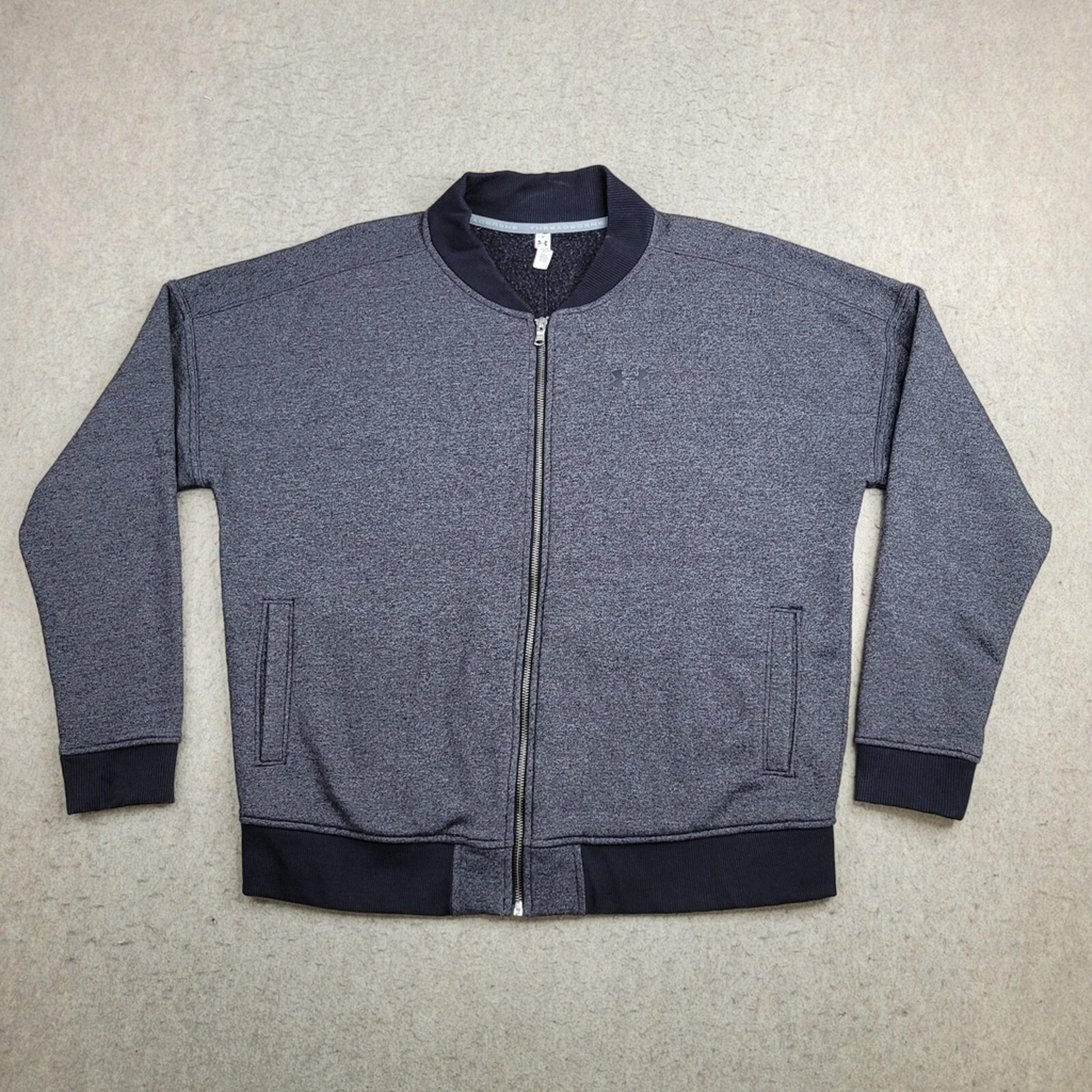 Under Armour Threadborne Track Jacket Mens XL Gray Full Zip Mock Neck Active