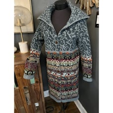 Sundance Cardigan Sweater Coat Nouveau Copenhagen Lambswool Fair Isle duster M