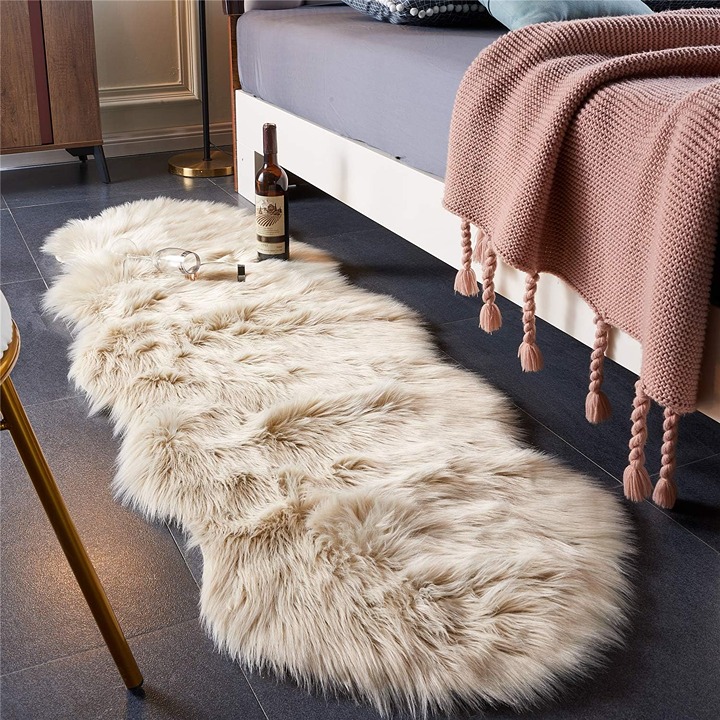 Shaggy Area Rug Faux Fur Chair Cover Ultra Soft 2 x 6 ft