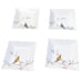 222 Fifth Set Of Four FineChina Bird Trinket Dishes Scallop Edge Squared Plates
