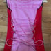 Cormio Stretchy Knit Top Red w Black Lace Front & Pink with Lace Up Detail Back