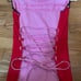 Cormio Stretchy Knit Top Red w Black Lace Front & Pink with Lace Up Detail Back