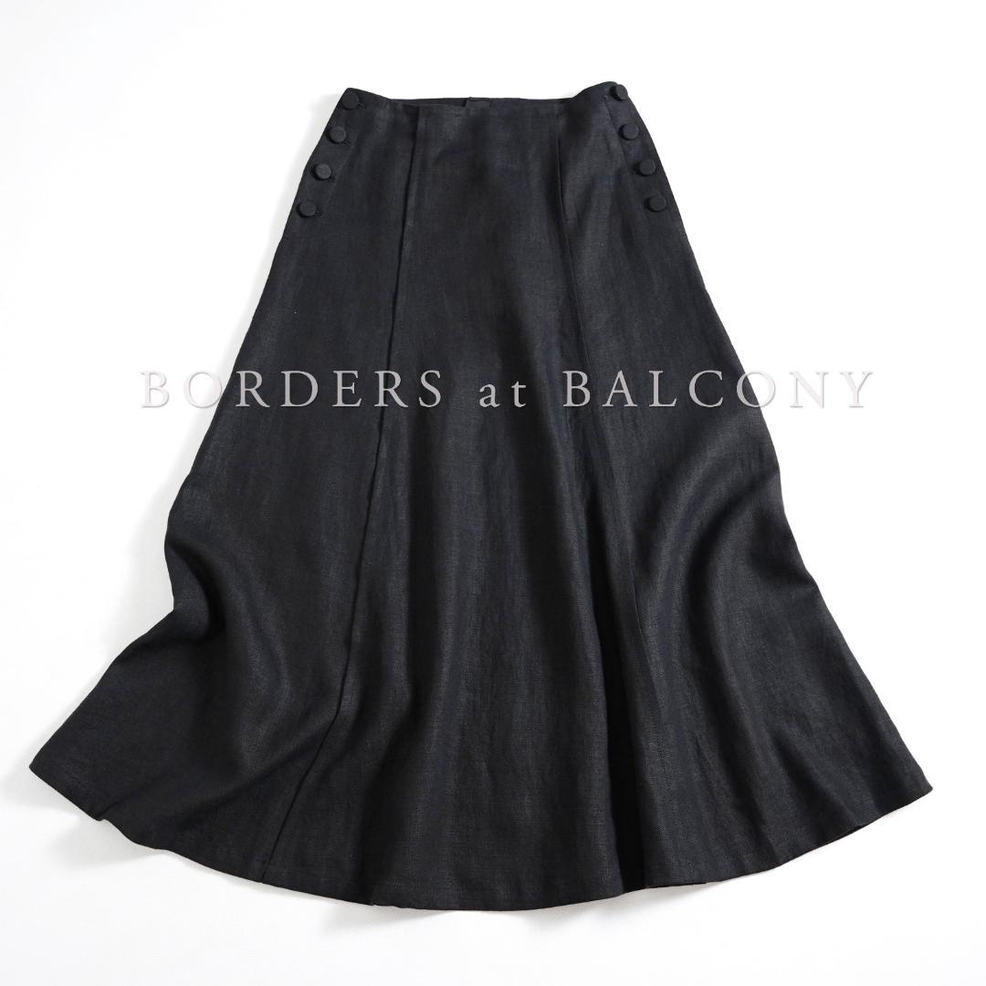 717t* Excellent Condition Borders at Balcony Linen Flare Long Skirt