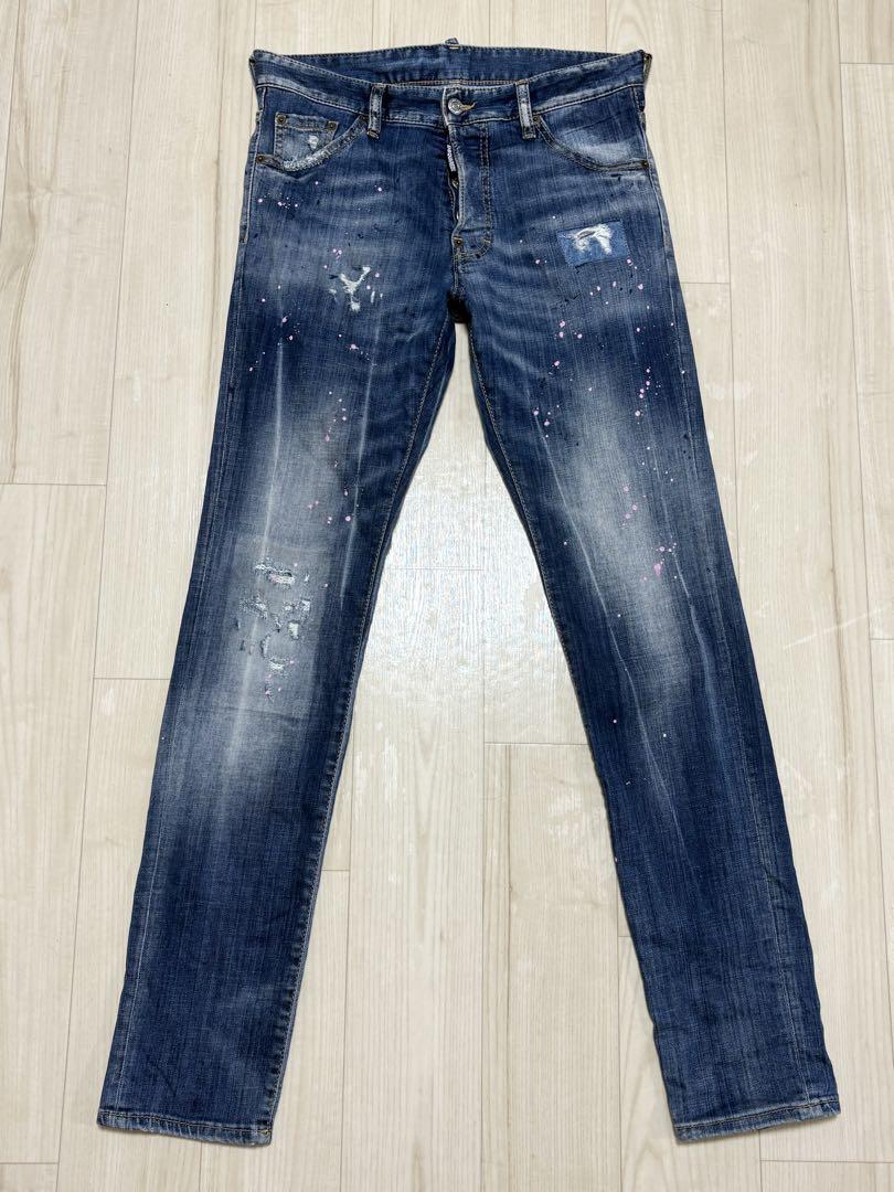 Limited Edition DSQUARED2 Denim with Cherry Blossom Paint, Size 44