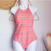 J. McLaughlin, New Nicola Coral Watercolor Stripe One Piece Swimsuit Size 8