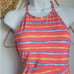 J. McLaughlin, New Nicola Coral Watercolor Stripe One Piece Swimsuit Size 8
