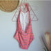 J. McLaughlin, New Nicola Coral Watercolor Stripe One Piece Swimsuit Size 8