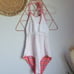 J. McLaughlin, New Nicola Coral Watercolor Stripe One Piece Swimsuit Size 8