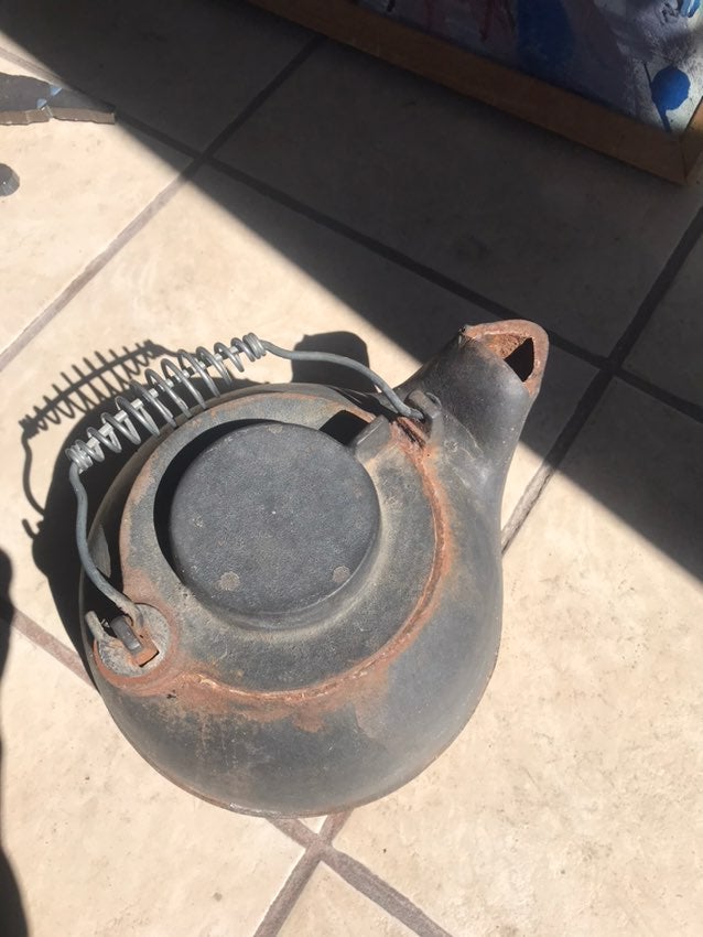 Antique Cast Iron Tea Kettle