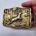 Solid Brass Running Deer Belt Buckle USA