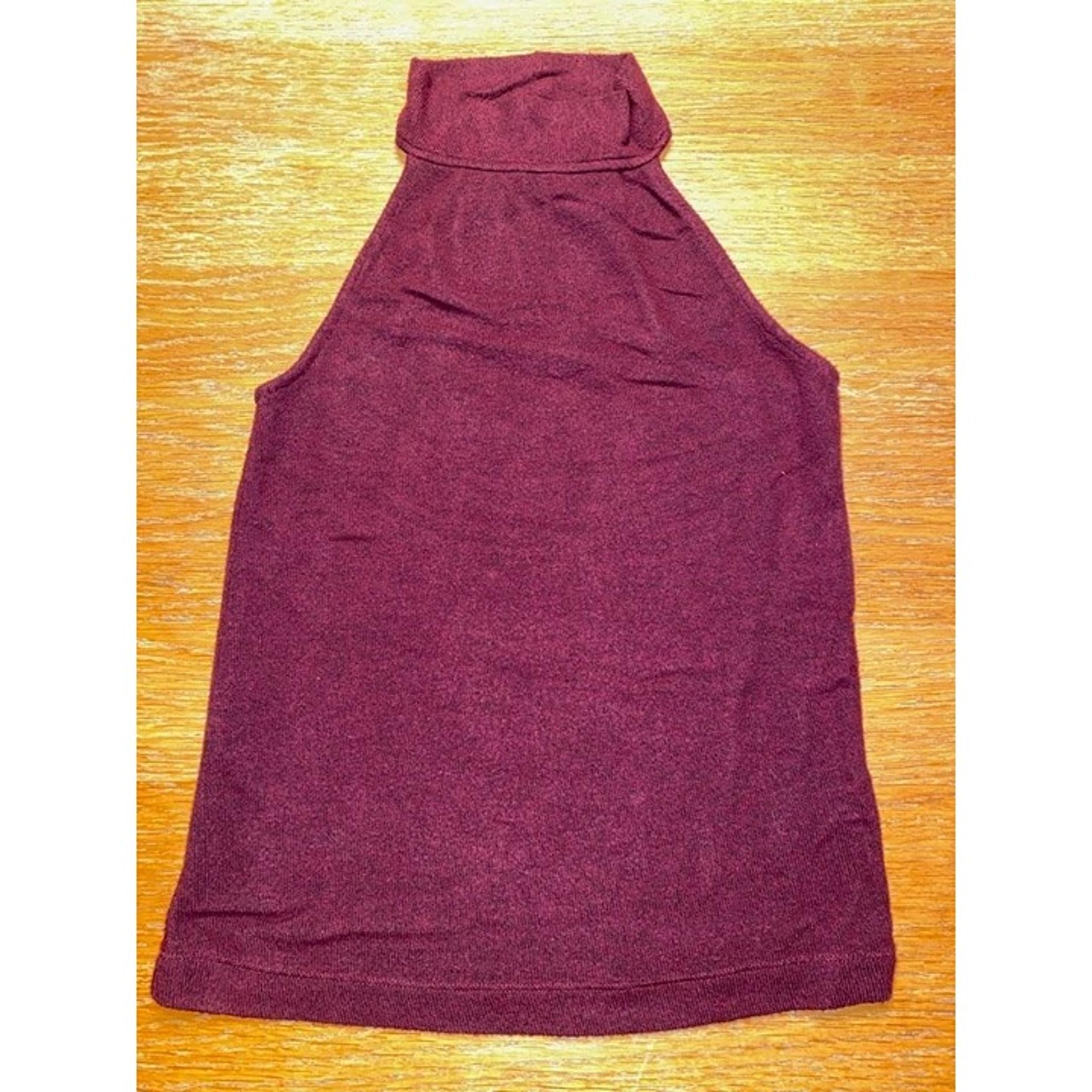 Womens Sleeveless Burgundy Turtleneck Top