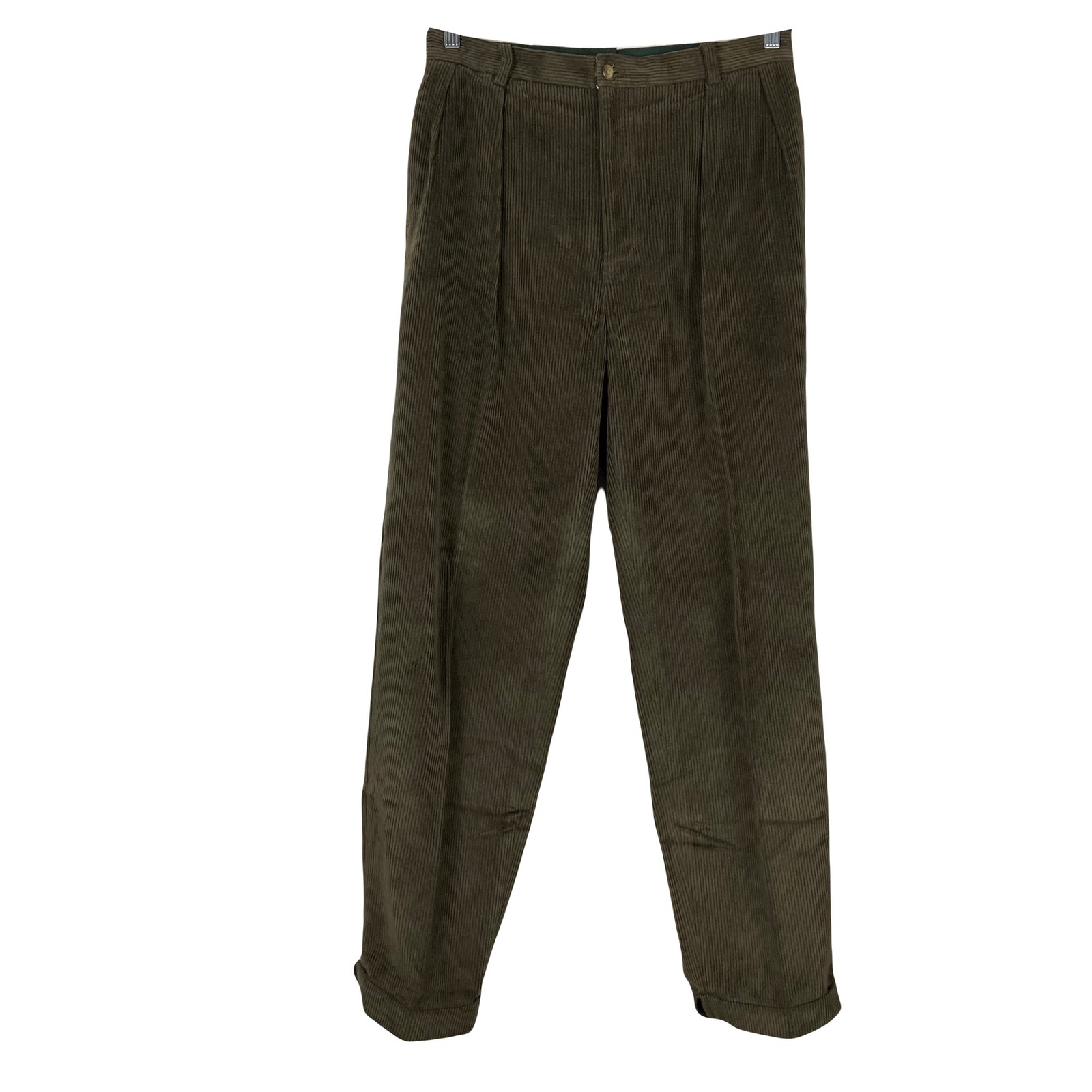 NWOT VINTAGE NAUTICA Pants Men 36x32 Brown Corduroy Cuff Pleated Slacks Cotton