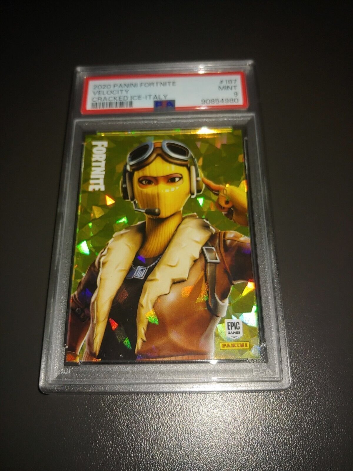 2020 Panini Fortnite Cracked Ice Italy Velocity #187 PSA 9