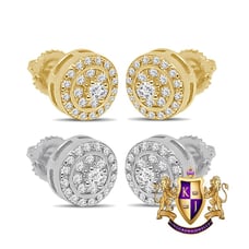 Real Genuine VVS/1 Moissanite Diamond Round Screw Back Cluster Stud Earrings 7mm