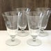 Vintage Floral Etched Footed Water Wine Glasses Clear Set of Four 8 oz