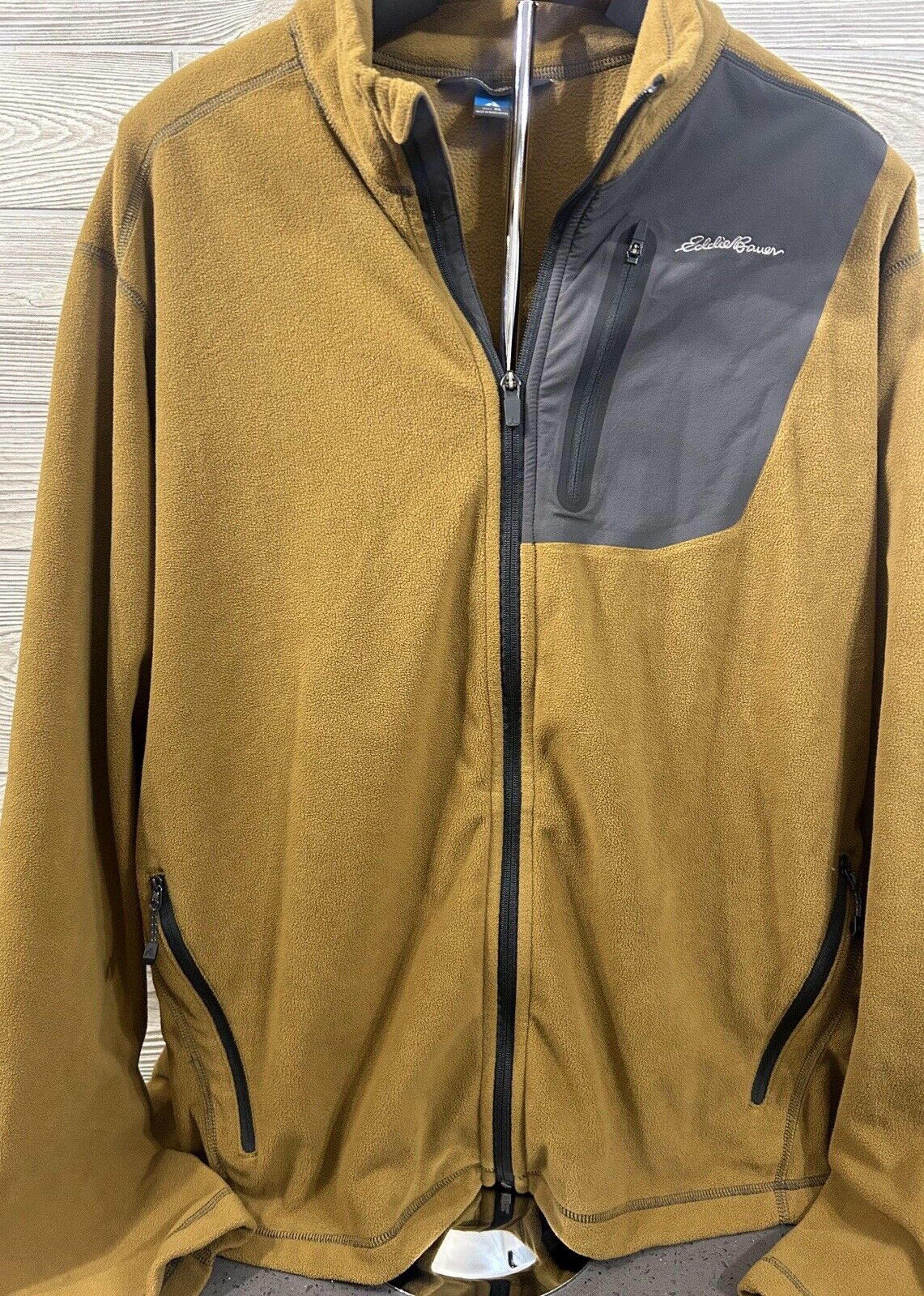 Eddie Bauer Jacket Mens XL First Ascent Camel Brown Full Zip Fleece Coat