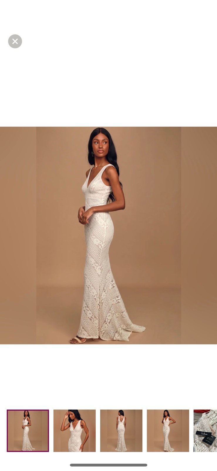 Lulus Alianna White Lace Mermaid Maxi Dress Overlay White Nude Size XS NWT