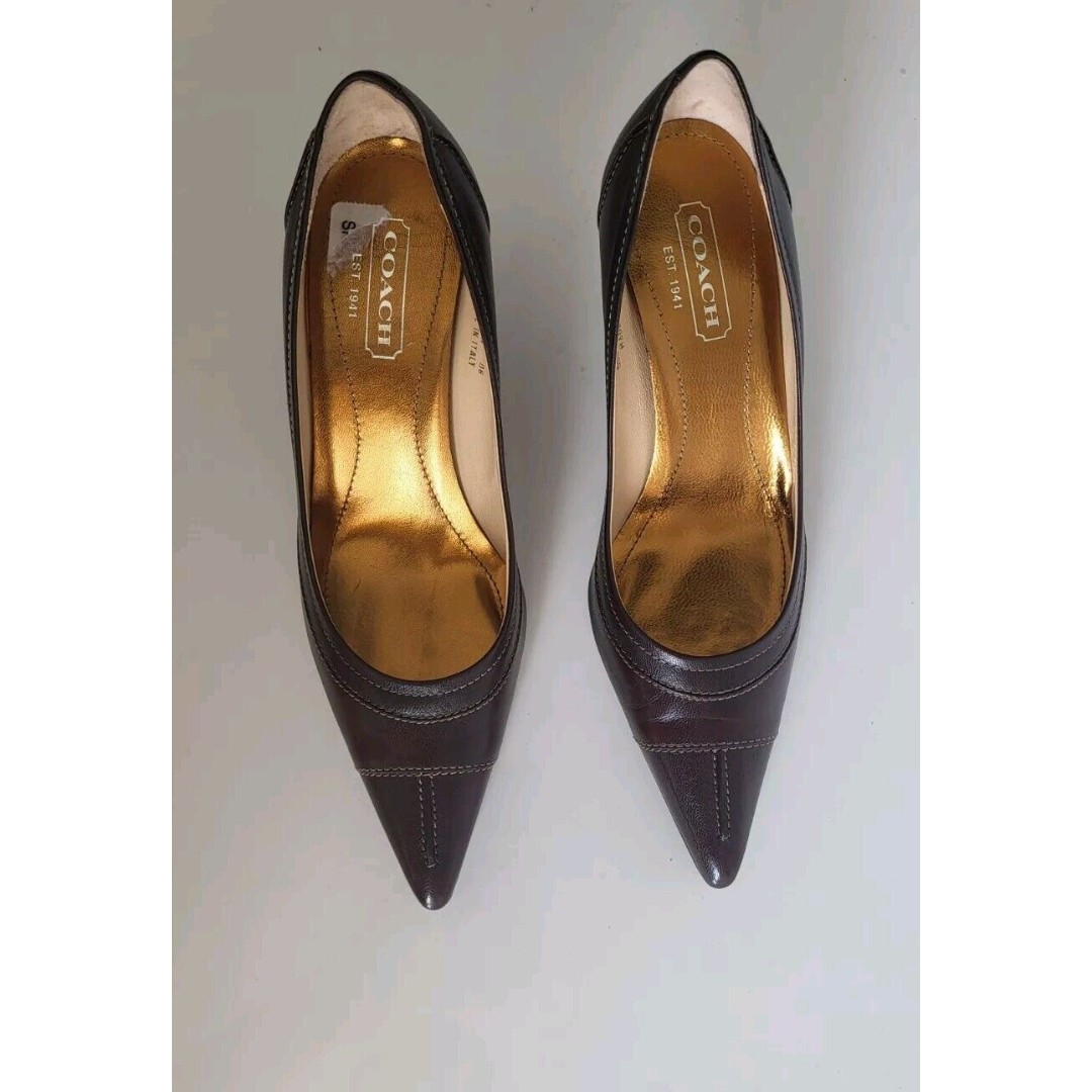 Coach Adena Women's Brown Leather Pointed Toe Minimalist Pumps Shoes Size 7B