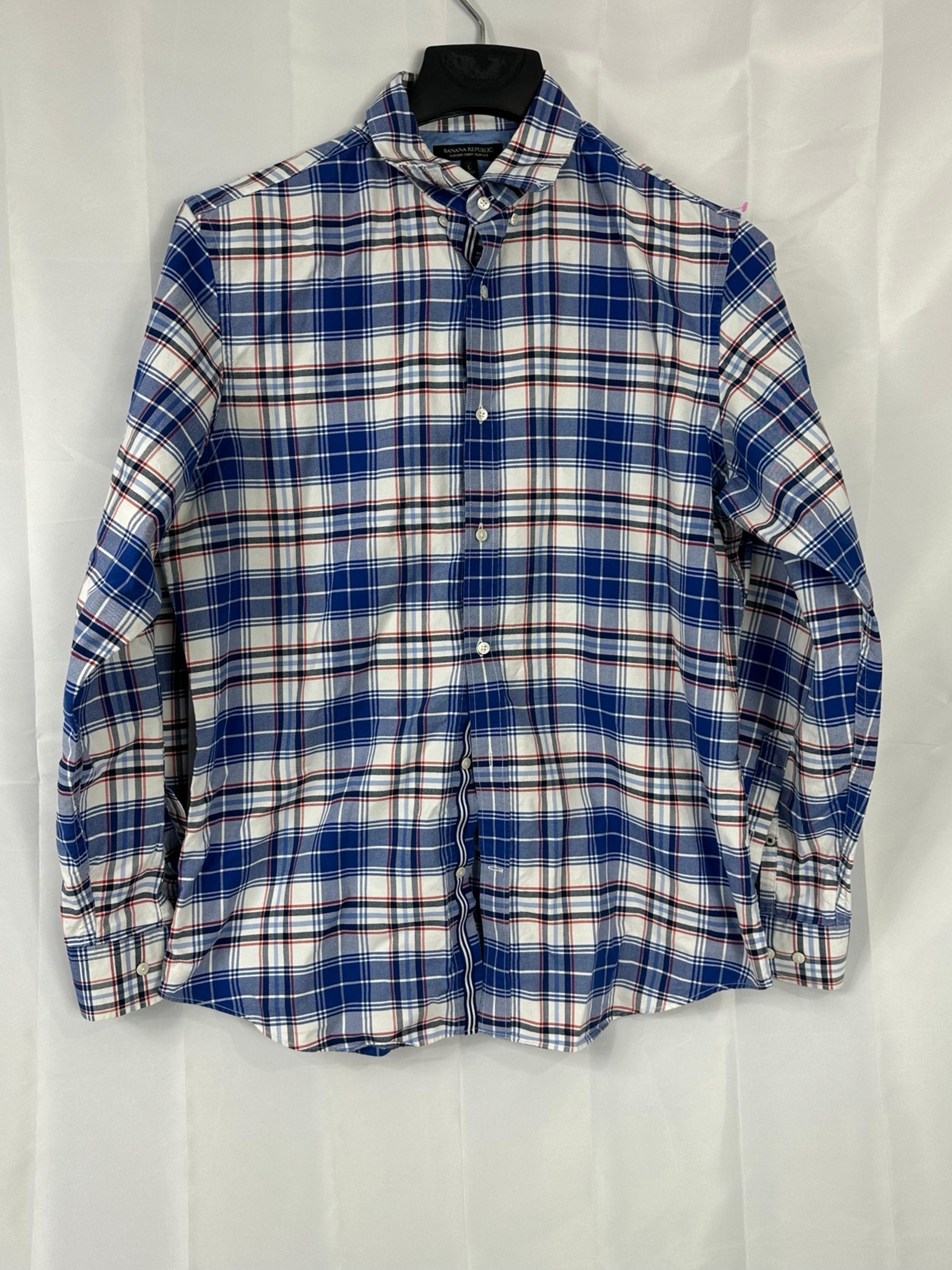 Banana Republic Oxford Slim Fit Mens Large Plaid Button Down Long Sleeve Shirt