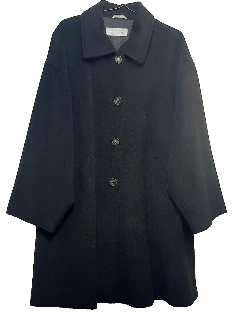 MAX MARA Coat Size 12 Black Single Breasted Jacket 100