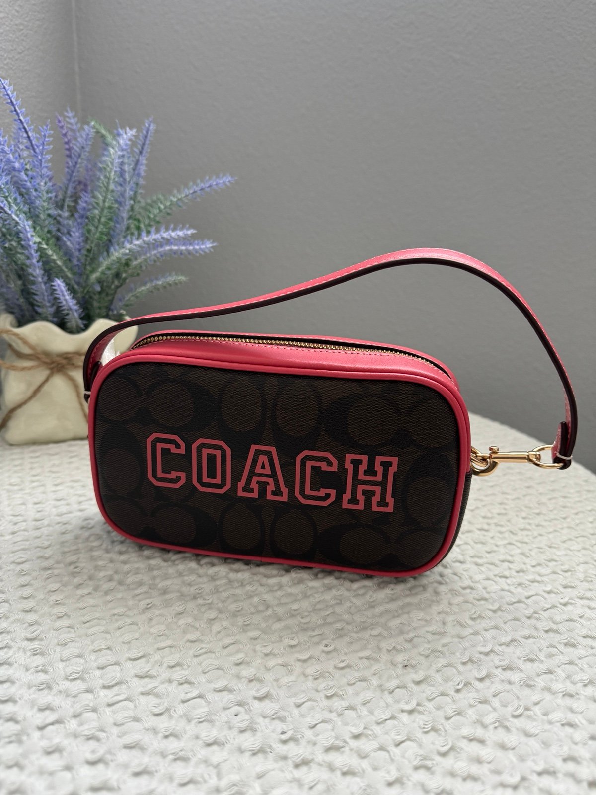 Coach Jamie Wristlet in Signature Canvas With Varsity Motif