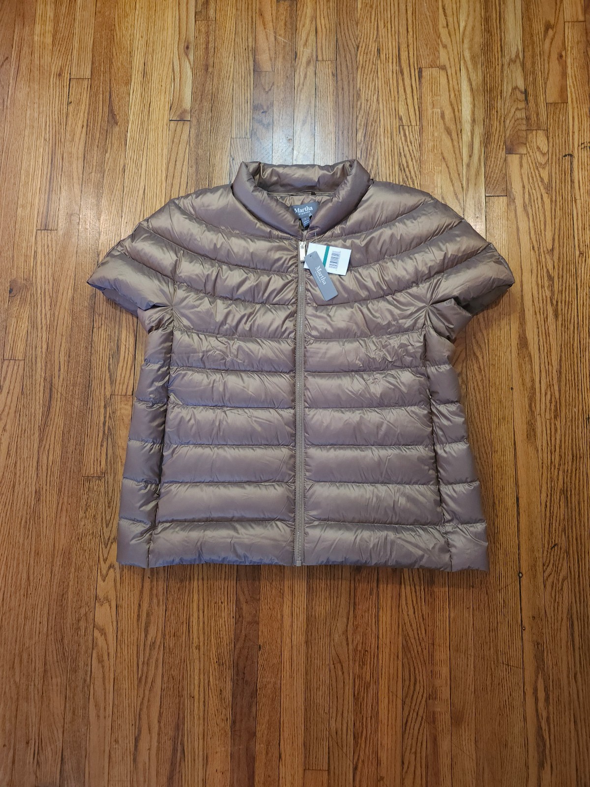 Martha Stewart Womens Cap Sleeve Puffer Vest Jacket Gold Size L NEW