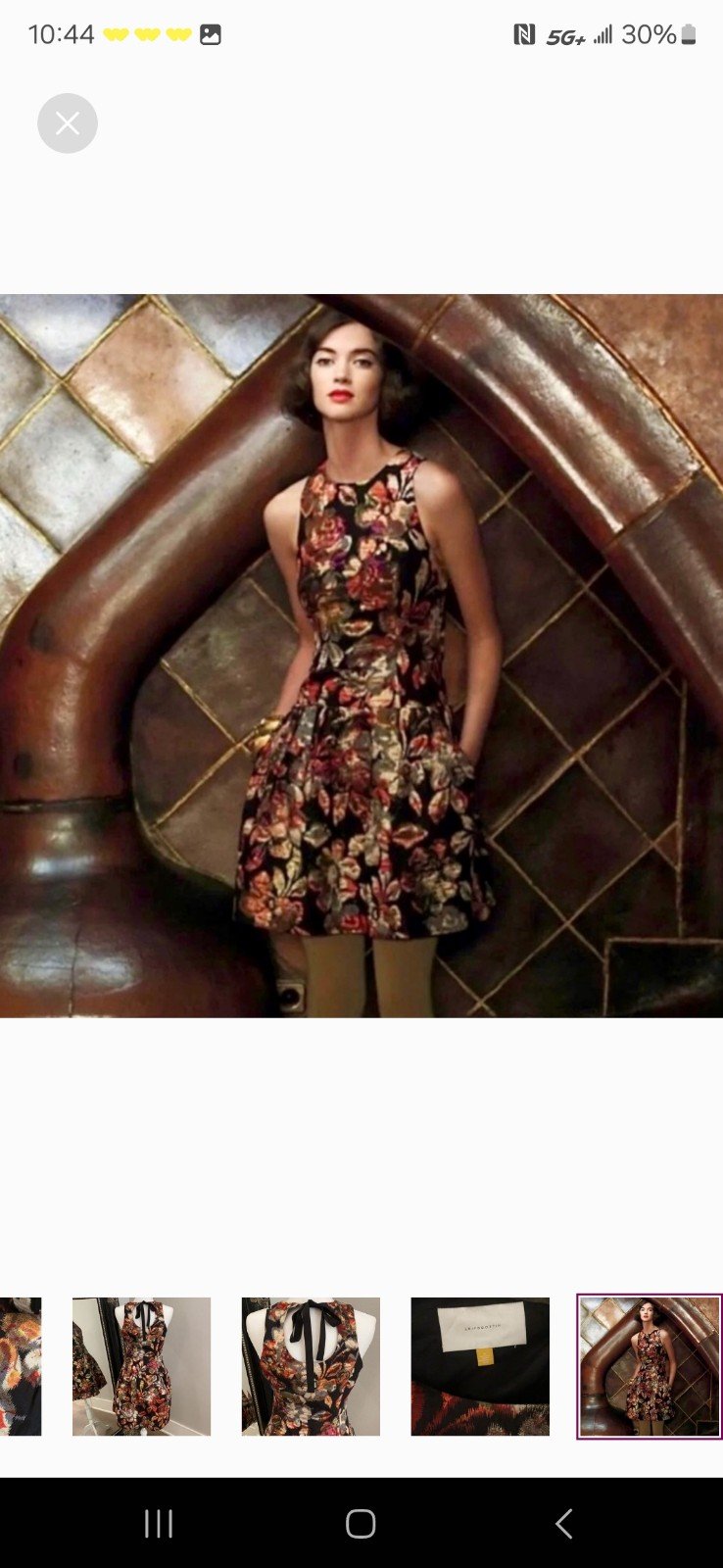 Anthro Leifsdottir Adelita Dress Brocade Shimmer Metallic Floral Sleeveless Sz 8